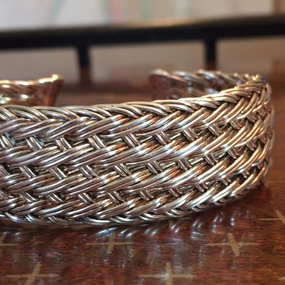 Sterling .925 wide braid cuff bracelet 39gr - Picture 8 of 10